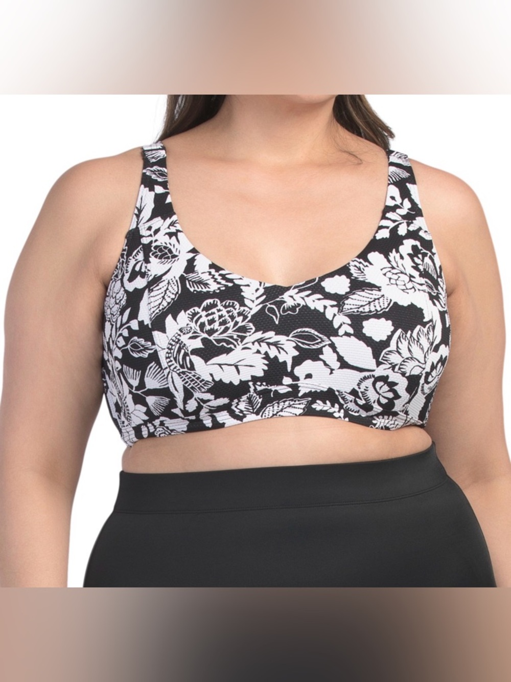 Artesands Cantata Forte Raphael Plus Size Black & White Floral Bikini Top
